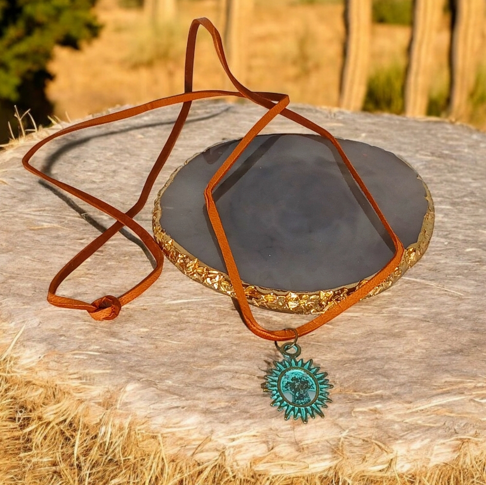 Leather Cord Medallion Necklace Cross Pendant Religious Jewelry Christian Boho - Picture 3 of 14